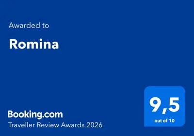 a blue screen with the text awarded to roniina at Romina in Rome