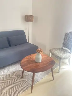 a living room with a couch and a table and a chair at Testaccio sul Tevere romantic historical close FAO in Rome
