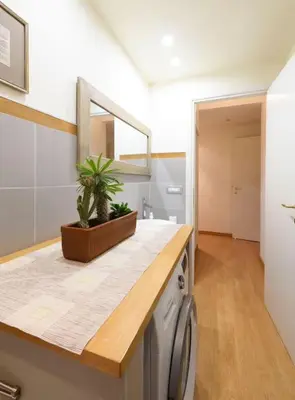 a kitchen with a counter with a washing machine at St Peter s Home, nel cuore della Città Eterna in Rome