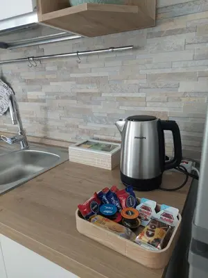 a coffee pot on a kitchen counter next to a sink at Casa Bibbi in Rome