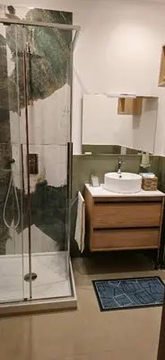 a bathroom with a sink and a shower at Cornelia Battistini - Ampia camera con bagno privato in Rome