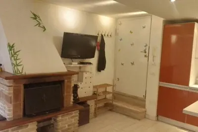 a living room with a television and a fireplace at Little Villa Well connected in Rome
