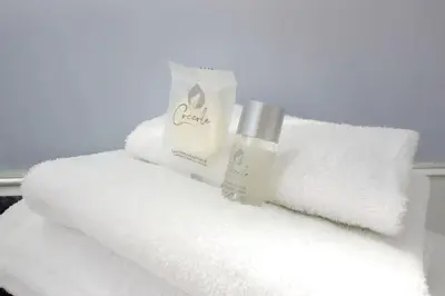 a pile of towels and a bottle of soap on a bed at Vatican Luxury Apartment in Rome