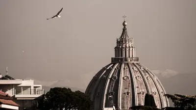 a bird flying over the top of a building at Ficus Corner - Vatican in Rome