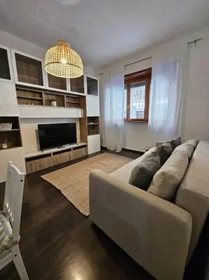 a living room with a couch and a television at St Peter central apartment in Rome