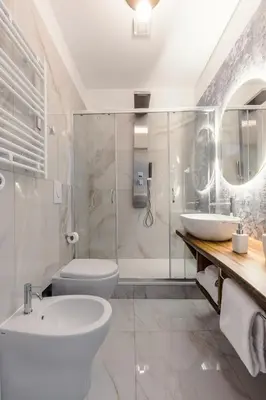 a bathroom with a sink and a toilet and a shower at BeB Domus Arbenzio San Giovanni Suite in Rome