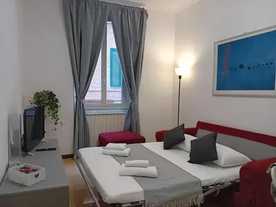a small room with a bed and a television at Vatican Home Borgo Pio II in Rome