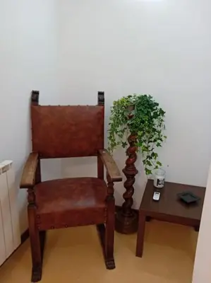 a chair sitting next to a table with a plant at Vatican Home Borgo Pio II in Rome