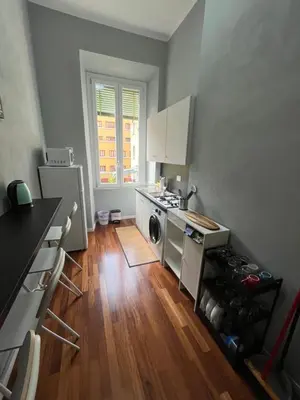 a kitchen with a sink and a washing machine at Appartamento Viale Trastevere in Rome