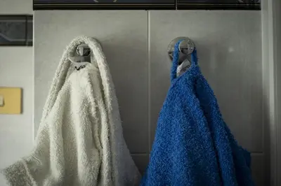 two costumes are hanging on a wall at The Roma Flat- private parking & direct bus to Vatican City in Rome