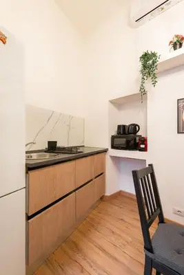 a kitchen with a sink and a stove at Appartamento Via XXIV Maggio in Rome