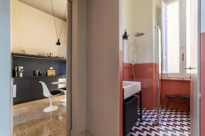 a bathroom with a sink and a counter top at GuestHost - Central and Modern apartment in Rione Monti in Rome