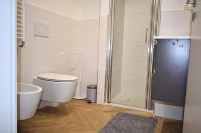 a bathroom with a toilet and a shower at Dimora Artis by Gialel in Rome