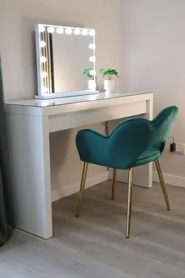 a desk with a mirror and a green chair at Sara's Home - Modern Apartment Near Metro, Perfect for Families and Groups in Rome in Rome