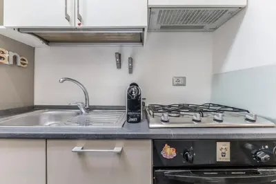 a kitchen with a stove and a sink at Battistini Sweet House in Rome