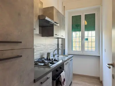 a kitchen with a sink and a stove at JHHIT Tuscolana Suite 01 with Terrace in Rome