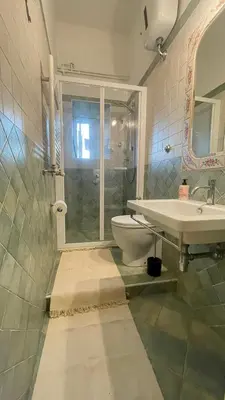 a bathroom with a shower and a sink and a toilet at Da Naya all' Appia Antica in Rome