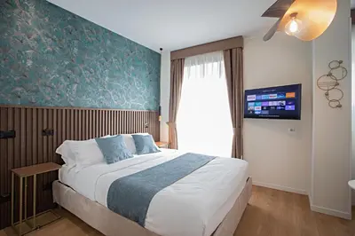 a bedroom with a large bed and a tv at Rome suite Rome Vaticano Guest house in Rome