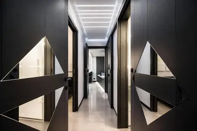 a hallway with black walls and a ceiling at LUX- Spanish Steps 60A Exclusive Suite Apartment in Rome