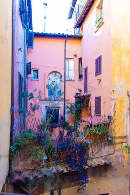 an old building with flowers in front of it at Domus Pellegrino heart of ROME in Rome