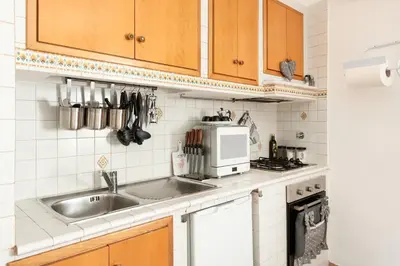 a kitchen with a sink and a microwave at Vatican San Pietro - Giulia House in Rome