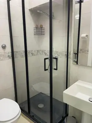 a bathroom with a shower with a toilet and a sink at Ines Stay in Rome