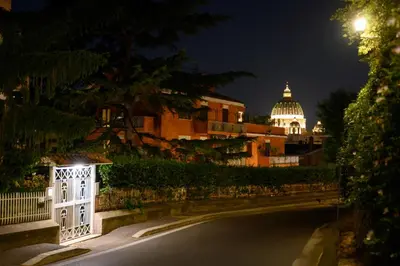 a view of the capitol building at night at Vatican City Historic Center -Luxury Flat with Garden and Private Parking in Rome