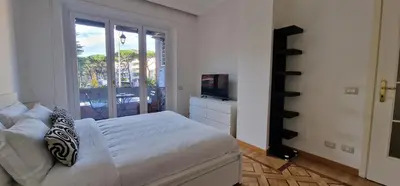 a bedroom with a bed and a tv and a window at Nox Romana Apartments - Saint Peter - Large Flat with Terrace in Rome