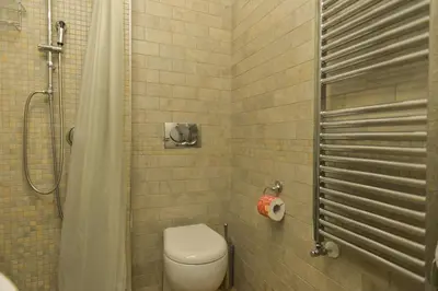 a bathroom with a toilet and a shower at Lata Luxury Apartment in Rome