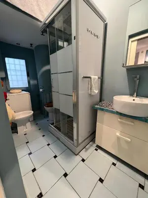 a bathroom with a shower and a sink and a toilet at Cozy Studio near Vaticano in Rome
