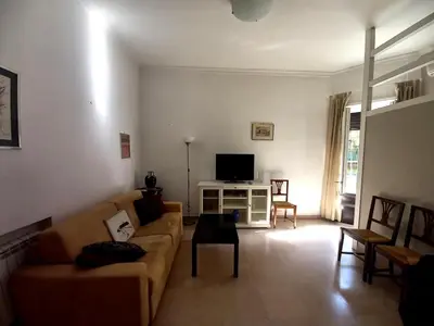 a living room with a couch and a tv at Caffarella Apartment in Rome