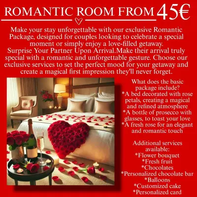 a flyer for a romantic room from at CASA NONNO - Casa Vacanze in Rome