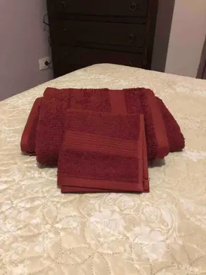 a red blanket sitting on top of a bed at Appartamento a due passi dalla Storia e dalla Movida Romana in Rome