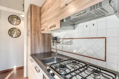 a kitchen with a stove and a sink at AwesHomeItaly - Spagna Glamour Life Penthouse in Rome