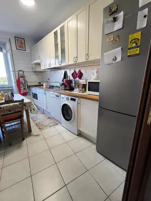 a kitchen with a refrigerator and a washing machine at Basilica santa Maria ausiliatrice in Rome