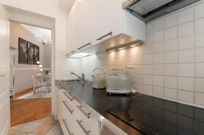 a kitchen with a sink and a counter top at Maisondesfleurs in Rome