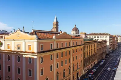 an aerial view of a building in a city at Attico Spazioso ed Elegante a Santa Maria Maggiore in Rome
