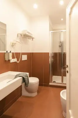 a bathroom with a toilet and a shower at Interno 12 in Rome
