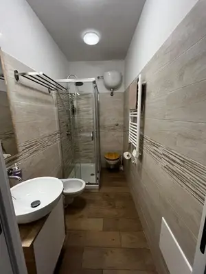 a bathroom with a sink and a toilet and a shower at DomuSolina in Rome