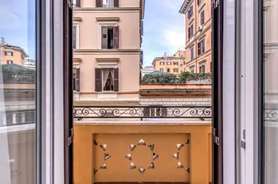 an open window with a view of a building at Rose Inn Guest House in Rome