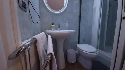 a bathroom with a sink and a toilet and a shower at Soggiorni Romani in Rome