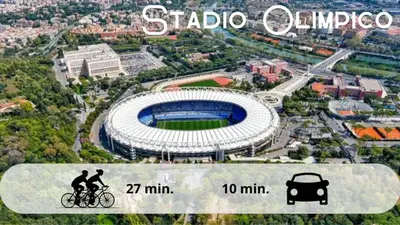 a picture of a stadium with a man on a bike at Giardino Privato & Comfort - Oasi di Relax a Roma in Rome