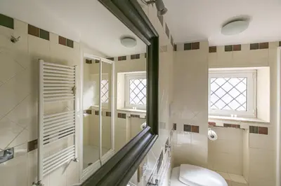 a bathroom with a toilet and a shower at Terrazza San Pietro vicino metro A in Rome