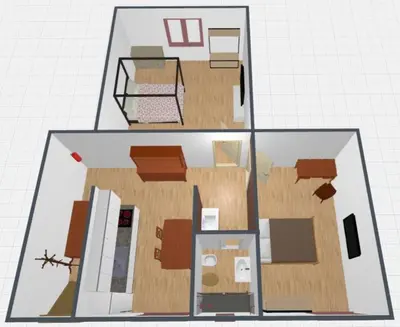 a drawing of a floor plan of a house at Trastevere Home Garibaldi 14 in Rome