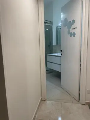 a bathroom with a white door and a sink at Dama Maria Elena - 1 min walk to Valle Aurelia Metro in Rome