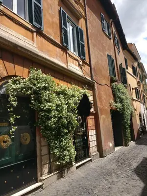 a building with plants on the side of a street at Scent Of Trastevere in Rome