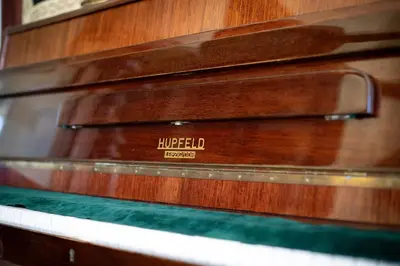 a close up of a wooden drawer with a label on it at Casa di Sofia in Rome