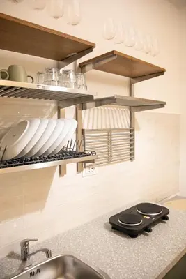 a kitchen with a sink and a counter top at Casa Marini in Rome