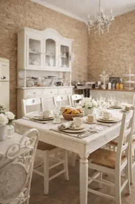 a kitchen with a white table and chairs with a tableablish at RomAntic Dreams in Rome