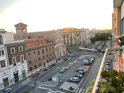 an aerial view of a city street with cars at Spacious Apartment in City Centre in Rome